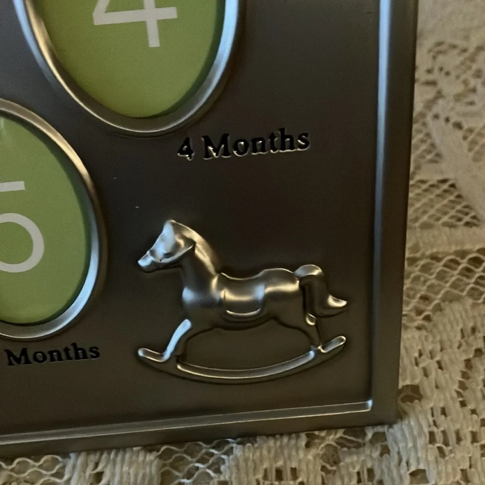 Baby’s First Year Photo Frame- Silver Finish 1 - 3”x5” 12 1.5”x2” openings New